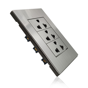 스테인레스 스틸 패널 인터럽터 미국 표준 조명 홈 벽 스위치 트리플 소켓 콘센트 전기 벽걸이 콘센트 - Product Image 2