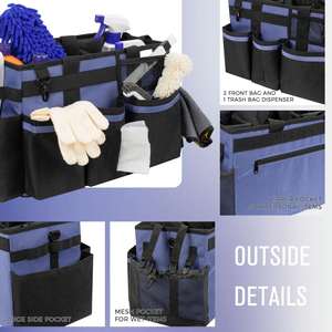CeruleanBlue Wearable <b>Cleaning</b> <b>Caddy</b> Bag <b>with</b> 4 Foldable Dividers <b>Cleaning</b> Organizer <b>with</b> Shoulder Strap and Side <b>Handles</b> - Product Image 3