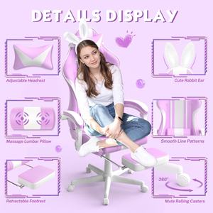 Silla Gamer Giratoria con Reposapiés y Diseño Personalizado con Logotipo a Color de <span class=keywords><strong>Hello</strong></span> <span class=keywords><strong>Kitty</strong></span> - Product Image 1