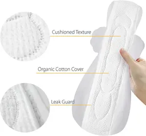 Serviettes hygiéniques absorbant pendant la nuit Serviettes hygiéniques Lady Serviettes hygiéniques 100% coton biologique Vente en gros Échantillon gratuit