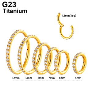 <span class=keywords><strong>Orecchino</strong></span> Clicker in Titanio ASTM-F136 per Helix, Daith, Tragus, 5mm - Gioielli per Piercing Orecchio e Naso, Anello a Segmento Incernierato - Product Image 1