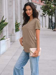 Camisas de manga corta para mujer, Tops de verano de encaje elegante, camisetas informales de Moda de Primavera 2025, blusas bonitas para el trabajo - Product Image 4