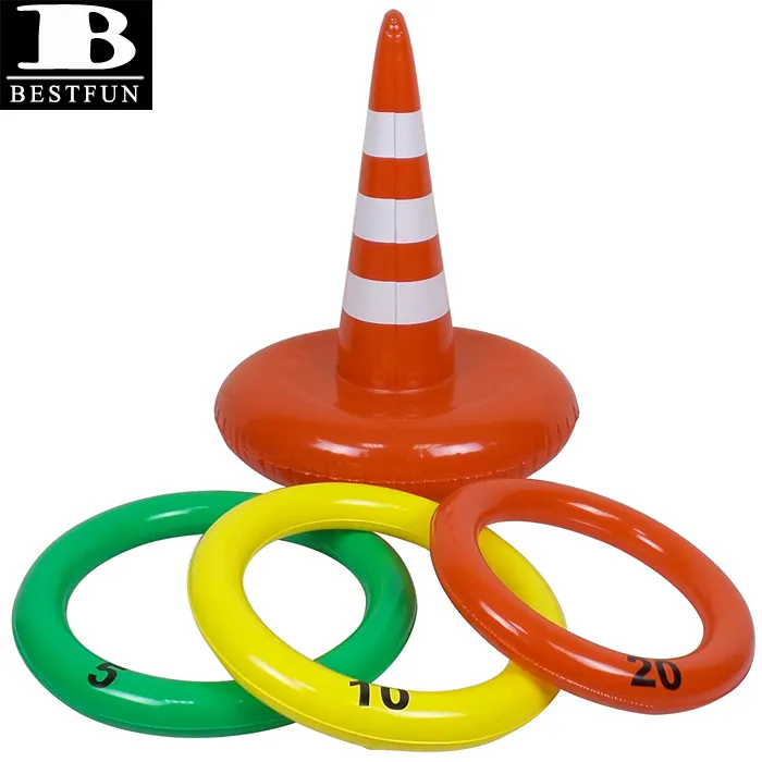 Promocional personalizado cono de tráfico sombrero inflable anillo de lanzamiento barato cono de tráfico anillo juego Juguetes