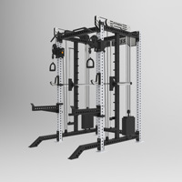 Rack de Squat Multifonctionnel avec Câble de Résistance, Poulies Silencieuses en Alliage, Frein de Sécurité et Rangement de Plaques de Poids pour Exercices de Fitness à Domicile