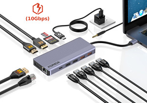 Forida tất cả trong 1 multiports Adapter, hỗ trợ OEM & ODM Type-C để <span class=keywords><strong>USB</strong></span>-A 3.2 <span class=keywords><strong>USB</strong></span>-C 3.2 RJ45 HDMI với sạc cho Type-C thiết bị - Product Image 2