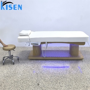 Kisen Fashion Grain Wooden Style Beauty <b>Bed</b> Luxury Electric Adjustable <b>Lash</b> Chair Thai Massage <b>Table</b> Multi-motor Furniture - Product Image 4