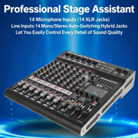 Console de mixage audio professionnelle 16 canaux, mixeur numérique, 99 effets DSP, Bluetooth 5.0, USB, alimentation fantôme 48V, conférence, scène