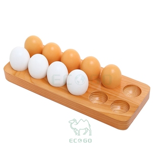 Soporte de madera para huevos, bandeja de almacenamiento de huevos de bambú con capacidad para 12 huevos, organizador de encimera de madera maciza para Cocina - Product Image 1
