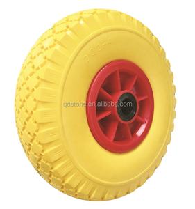 Roue en mousse PU de <span class=keywords><strong>10</strong></span> pouces 3.00-4 avec jante en plastique pour chariot - Product Image 1