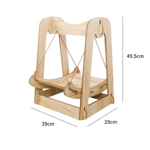 Wooden Rocking Cat <b>Swing</b> Double Layer Anti Tipping <b>Hammock</b> For Small Cats Pet Furniture - Product Image 5
