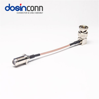 Cable RF RG179 de 75 Ohmios, Conector BNC Macho en Ángulo Recto a Conector F Hembra Recto, Tipo Crimpado, para Cámara CCTV