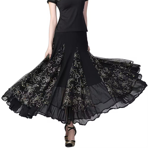 Women's Ballroom <strong>Dancing</strong> <strong>Dresses</strong> 360 Degree Swing Salsa Rumba Flamenco <strong>Tribal</strong> Rhinestone Floral Mesh Casual Elegant Shiny Sequin - Product Image 4
