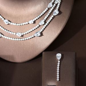 HIBRIDE Three Layers Water <b>Drop</b> Design Women Necklace and <b>Earring</b> Sets CZ Jewelry Sets for <b>Bridal</b> Wedding Accessories N-319 - Product Image 3