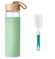 Botol Air Kaca Borosilikat Yomious 20 Oz dengan Tutup Bambu dan Selubung Silikon Bebas BPA
