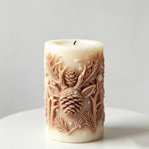 Christmas Tree Pillar <b>Candle</b> <b>Mold</b> For DIY Scented <b>Candles</b> Transparent White 3D Design Christmas Decoration Making Kit - Product Image 2