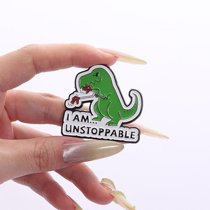 Broches de dinosaurios imparables con letras I Am, alfileres de esmalte suave, insignias de solapa, joyería de Metal de animales antiguos, regalo para niños y amigos - Product Image 1