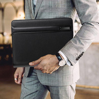 Banco de energía de carga inalámbrica de cuero Pu, portafolio de negocios con mango de mano, A4, para a4zipper