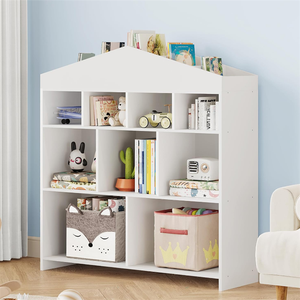 Libreria a 8 cubi per <span class=keywords><strong>bambini</strong></span>, mobiletto bianco per giocattoli e casa delle bambole per i più piccoli - Product Image 4