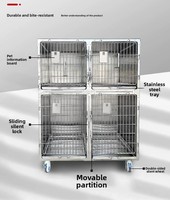 Cage d'opération mobile réutilisable en acier inoxydable, réglable sur quatre positions, durable, pour animaux de compagnie, équipement vétérinaire, chirurgie canine, animaux