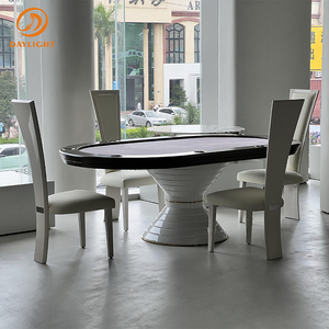 Table de <span class=keywords><strong>poker</strong></span> ronde ovale pour huit personnes, design personnalisable, nouvelle conception, table de jeu de luxe, acier inoxydable 304, JS-stone - Product Image 1