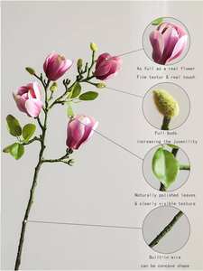 Magnolia Artificielle Haut de Gamme Effet Naturel en Gros, Faible MOQ, pour Composition Florale Artificielle - Product Image 2