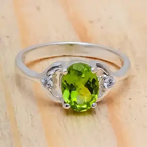 Natürlicher Peridot Edelstein Ring Handgemachter Silbers chmuck Silber ring Lieferant Indien