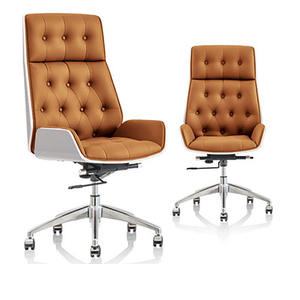 <span class=keywords><strong>Chaise</strong></span> en cuir synthétique moderne haut de gamme avec dossier haut épaissi, accoudoirs réglables en hauteur, cadre en aluminium, pieds en bois, pour le bureau - Product Image 4