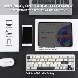 YUNZII AL71 68% 71 teclas completo CNC aluminio junta intercambiable en caliente 2,4 GHz inalámbrico BT5.0/USB-C Teclado mecánico para juegos con cable - Product Image 3