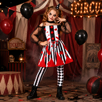 Costume de clown pour enfants en polyester à pois et rayures imprimées, amusant et effrayant pour la fête des enfants, la danse ou les fêtes costumées