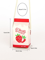 Tas Selempang Karton Susu PVC, Clutch Kecil, Tas Tangan Kartun, Ringan, Desain Terbaru, Lucu, Merah