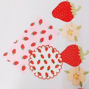 Ensemble de vaisselle jetable DAMAI Fruits Premium pour fêtes d'enfants, anniversaires, fournitures de fête sur le thème des fraises, assiettes en papier, gobelets, serviettes - Product Image 3