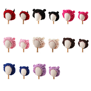 Gorro de noche de lana Polar de invierno, gorro de pelo para <span class=keywords><strong>dormir</strong></span> con orejas de oso, gorro para el hogar, gorros para niños y adultos para mamá y yo - Product Image 2