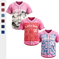 Maillots de baseball personnalisés de haute qualité, respirants, à séchage rapide, 100% polyester, unisexes, imprimés de motifs floraux, nom et numéro personnalisés, cousus sur mesure