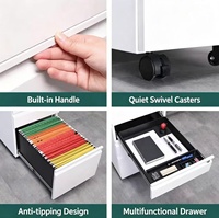 Meuble de rangement mobile en acier à 3 tiroirs, armoire de classement métallique, grand espace de rangement, déplacement flexible, simple et pratique