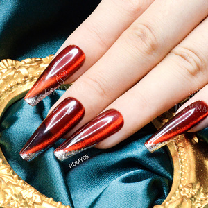 Vente en gros de vernis gel oeil de chat <span class=keywords><strong>DI</strong></span>-HEMA personnalisé nouveau design de vernis à <span class=keywords><strong>ongles</strong></span> sans TPO en diamant rouge réfléchissant volume de 15ml - Product Image 3