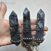Collier pendentif en cristal de sphalerite naturelle NM62214, accessoire de méditation esotérique, cadeau sur le thème de la sorcière pour Halloween