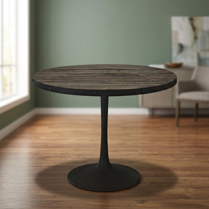 Industrial & Vintage Cast Iron <b>Foldable</b> Rusty Antique Finish Round 6 Seater Dining <b>Table</b> for Apartment & Hotel Use - Product Image 3
