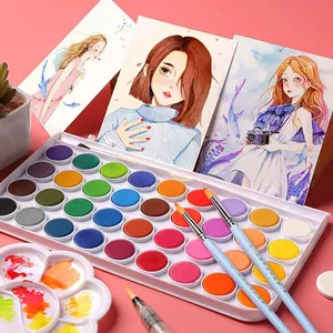 ชุดระบายสีน้ำแบบพกพาสำหรับเด็ก12สีทึบ