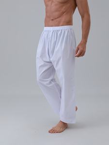 <b>Men's</b> White Polyester Loose Fit Regular Length Pants Casual Breathable Daily Wear Solid Color Quick Dry Lightweight Non-Stretch - Product Image 4