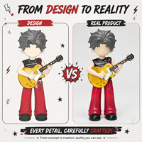 Figurine de collection en PVC personnalisée, musicien rock avec guitare électrique dorée, jouet design, cadeau musical, objet de présentation