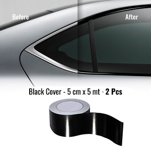 Strisce adesive nere lucide per avvolgimento cromato per auto-2 pezzi di copertura nera strumento di tornitura - Product Image 1