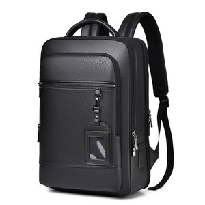 OEM Wholesale PU Business Laptop <b>Backpack</b> with USB Charging Port Multi Pocket 15.6 Inch <b>Faux</b> <b>Leather</b> Travel School <b>Backpack</b> - Product Image 1