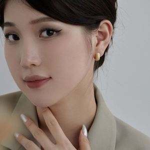 Dylam Trendy Design Fine Jewelry Women 925 Sterling <b>Silver</b> Hypoallergenic Matte Rhodium 18K Gold Jewelry <b>Hoop</b> Earrings - Product Image 5