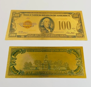 Billete de Dólar Estadounidense con Lámina de Oro de $<span class=keywords><strong>100</strong></span>, Billete de Utilería Chapado en Oro de 24K, Billete de Dólar de $<span class=keywords><strong>100</strong></span> con Lámina de Oro - Product Image 1