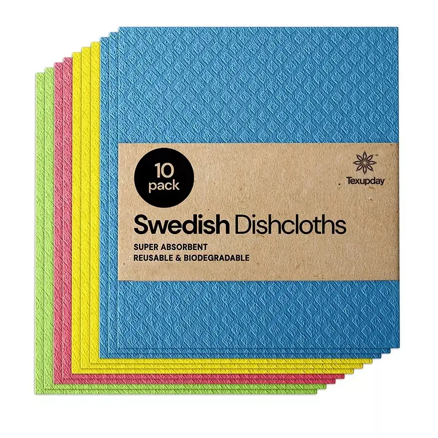 Printed Logo Biodegradable Swedish dish cloth -10pack reusable