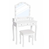 Table de toilette antique de beauté avec pieds en bois, designs de coiffeuse, rangement, miroir, commode de chambre à coucher