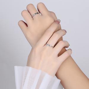 100% anelli di coppia in argento Sterling in 925 reale con Design alla moda set di anelli in piuma Mobius per gioielli da sposa alla rinfusa - Product Image 3