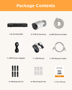 4COVR - Sistema de Cámaras de Seguridad IP CCTV de 8 Canales con Disco Duro de 2 TB, 6X 5MP, PoE, IA, Tipo Bala, para Interiores y Exteriores, con Visualización por Aplicación - Product Image 5
