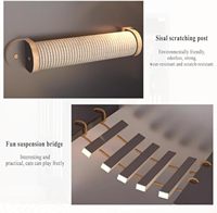 Maison de luxe moderne pour chat, villa intérieure multifonctionnelle pour petits espaces avec roues verrouillables et verre en bois pour chats