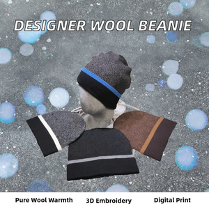 Luxury Winter <b>Beanie</b> Hat Unisex 3D Embroidery Digital Printed <b>Wool</b> Cap Designer Style Warm Fashion <b>Beanie</b> - Product Image 2